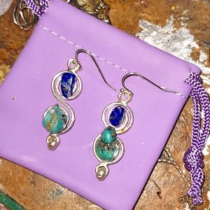 Sterling Silver/Turquoise/Blue Lapis Drop Earrings.not uncluded's in sale